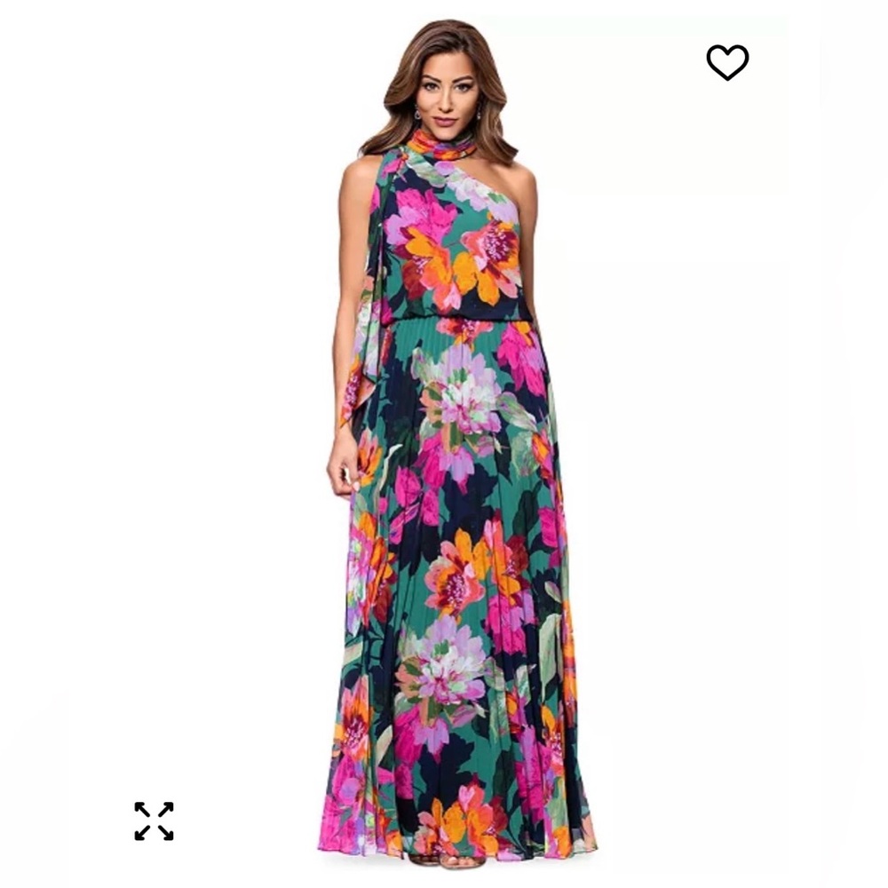 Xscape Vibrant Floral One-Shoulder Dress